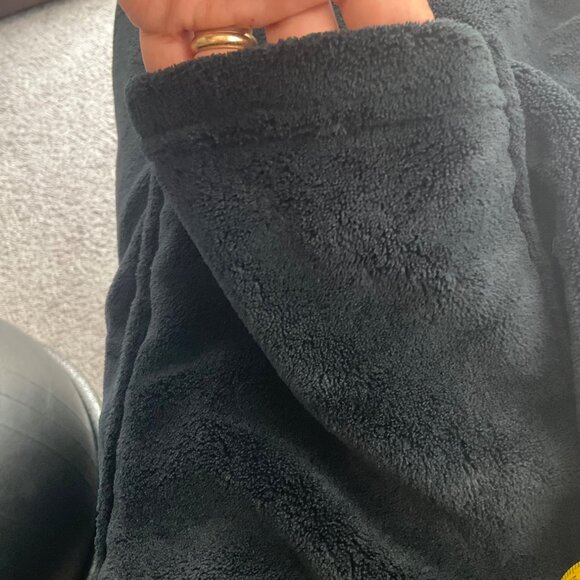 Alexander Del Rossa Sz 5X/6X Robe Black Hooded Plush Fleece Soft Long Loungewear - Picture 8 of 10